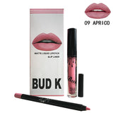 BUD K Hot Brand Lip Gloss +Lip Pencil 2PCS/SET Cosmetics Makeup Waterproof Lipstick Long Lasting Liquid Matte Lipstick For Women