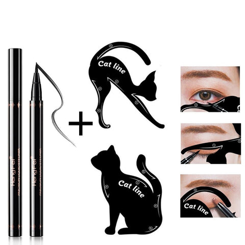 Beautiful Big Eye Makeup Tool Set Black Liquid Eyeliner and Cat Eyeliner Stencil Drawing Arrow for Eyes Template Make Up Tools