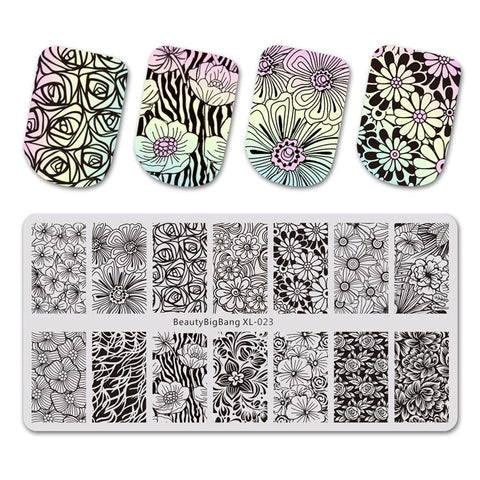 BeautyBigBang 1PC Nail Art Stamping Flower Pattern Stamping Plate Stencil For Nails Art Chameleon Nail Stamping Plate BBB XL-023