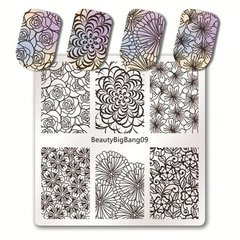 BeautyBigBang 1PC stencil for nails Geometric Theme Rectangle Nail Stamping Plate for nail art plates BBB XL-017
