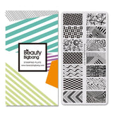 BeautyBigBang 1PC stencil for nails Geometric Theme Rectangle Nail Stamping Plate for nail art plates BBB XL-017