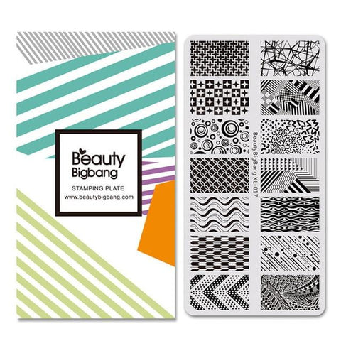 BeautyBigBang 1PC stencil for nails Geometric Theme Rectangle Nail Stamping Plate for nail art plates BBB XL-017