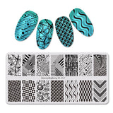 BeautyBigBang 1PC stencil for nails Geometric Theme Rectangle Nail Stamping Plate for nail art plates BBB XL-017