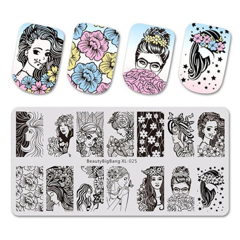 BeautyBigBang NEW 1PC nail stamping plates Summer Flower feather Nail Template Plate Rectangle stencil for nail BBB XL-015