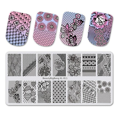 BeautyBigBang NEW 1PC nail stamping plates Summer Flower feather Nail Template Plate Rectangle stencil for nail BBB XL-015