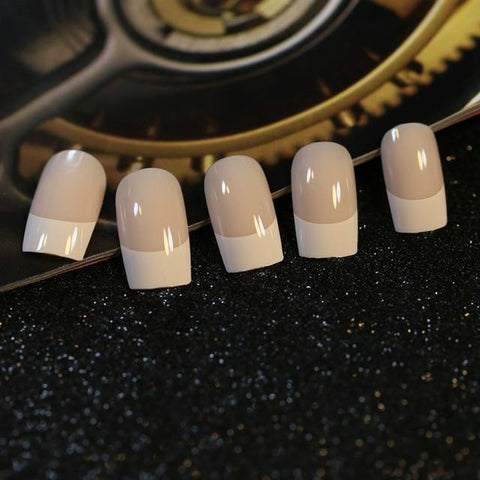 Beige Gradient French Manicure Tips Gorgeous and Classy Natural Fake Nails Faded Nails Designed