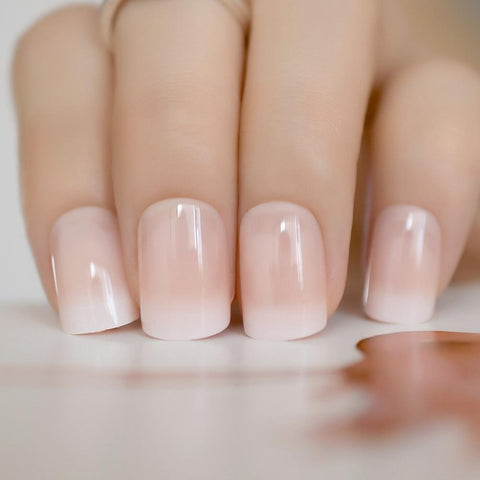 Beige Gradient French Manicure Tips Gorgeous and Classy Natural Fake Nails Faded Nails Designed