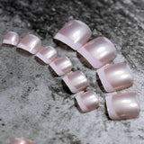 Beige White French Nails Acrylic Nude Toe Nails Shiny Surface Toenails Tips Decoration Designed Fake Nails 24pcs/kit