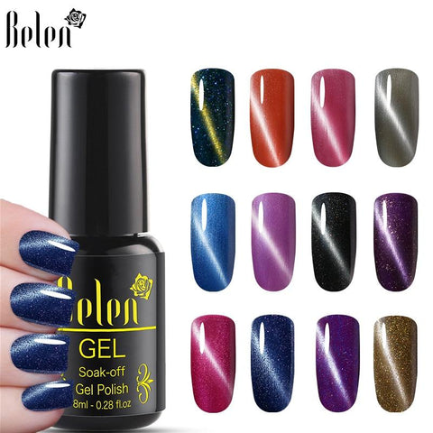 Belen 58 Color 8ML Not Moving 3D Cat Eye Line Gel Nail Polish Soak Off UV LED Varnish Nail Art Lacquer Base Top Primer Magnetic