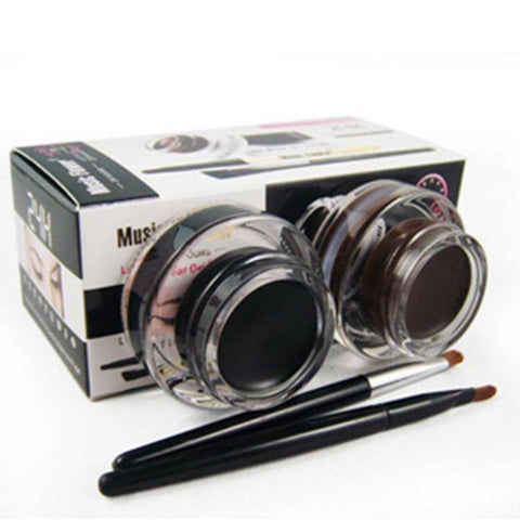 Best 2 in 1 Brown + Black Gel Eyeliner Make Up Water-proof And Smudge-proof Cosmetics Set Eye Liner Kit in Eye Liner Makeup