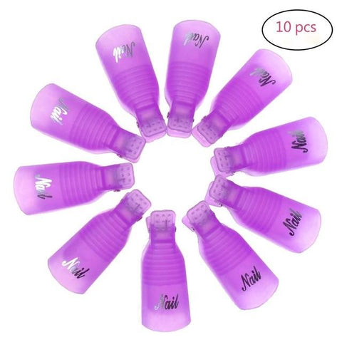 Biutee 10PC Nail Art Plastic Gel Nail Polish Remover Soak Off Cap Clip UV Gel Polish Wrap Tool for removal of varnish