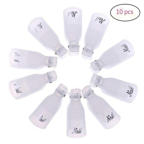 Biutee 10PC Nail Art Plastic Gel Nail Polish Remover Soak Off Cap Clip UV Gel Polish Wrap Tool for removal of varnish