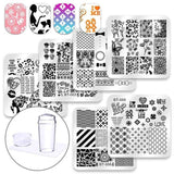 Biutee 6 Pcs Square Nail Stamping Plates Set Lace Flower Animal Pattern Nail Art Stamp Template Image Plate Stencils Tool Kits