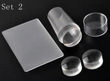 Biutee Nail Art Templates Pure Clear Jelly Silicone nail stamping plate Scraper with Cap Transparent 2.8cm Nail Stamp Nail Art