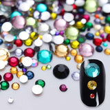 Black Holographic Nail Crystal Rhinestone Multi-size Flat Bottom Glass Gems Accessories DIY Manicure Nail Art 3D Decoration