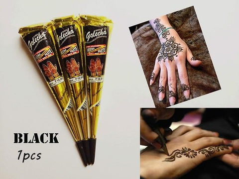 Black brown red white Henna Cones Indian Henna Tattoo Paste For Temporary Tattoo body art Sticker Mehndi Body Paint