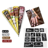 Black brown red white Henna Cones Indian Henna Tattoo Paste For Temporary Tattoo body art Sticker Mehndi Body Paint