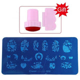 Blueness Pink Nail Art Stamping Scraper Set DIY Nail Art Decorations Polish Stamp Stamper Template Plastic Nail Art Tools JH022