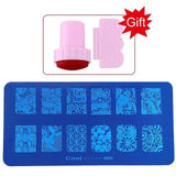 Blueness Pink Nail Art Stamping Scraper Set DIY Nail Art Decorations Polish Stamp Stamper Template Plastic Nail Art Tools JH022