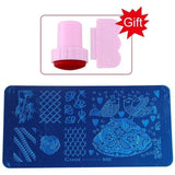 Blueness Pink Nail Art Stamping Scraper Set DIY Nail Art Decorations Polish Stamp Stamper Template Plastic Nail Art Tools JH022