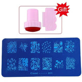 Blueness Pink Nail Art Stamping Scraper Set DIY Nail Art Decorations Polish Stamp Stamper Template Plastic Nail Art Tools JH022