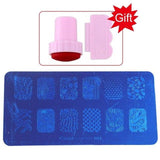 Blueness Pink Nail Art Stamping Scraper Set DIY Nail Art Decorations Polish Stamp Stamper Template Plastic Nail Art Tools JH022