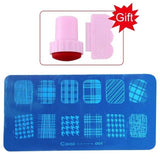 Blueness Pink Nail Art Stamping Scraper Set DIY Nail Art Decorations Polish Stamp Stamper Template Plastic Nail Art Tools JH022