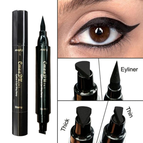 Brand Eyes Liner Stamps Liquid Makeup Pencil Waterproof Black Double-ended Makeup Waterproof Eyeliner Brush