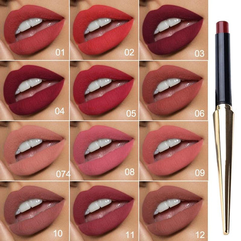 Brand New 12 Colors Matte Bullet Head Lipstick Waterproof Long Lasting Makeup Tube Make Up Waterproof Liquid Lip Stick Cosmetic