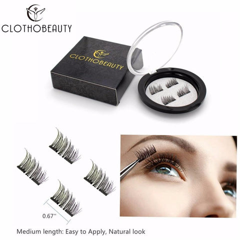 "CLOTHOBEAUTY False MAGNETIC Eyelashes, Half Cover Dual Magnets, No Glue, Fake Lashes Extension, Natural Reusable Handmade(MA-01)"