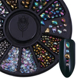 Chameleon Stone 3D Nail Art Decorations in Wheel Irregular Beads Nail Rhinestone Mixed Color Beads Flat Bottom Nail Studs