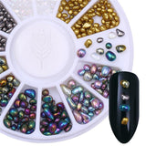 Chameleon Stone 3D Nail Art Decorations in Wheel Irregular Beads Nail Rhinestone Mixed Color Beads Flat Bottom Nail Studs