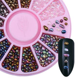 Chameleon Stone 3D Nail Art Decorations in Wheel Irregular Beads Nail Rhinestone Mixed Color Beads Flat Bottom Nail Studs