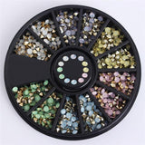 Chameleon Stone 3D Nail Art Decorations in Wheel Irregular Beads Nail Rhinestone Mixed Color Beads Flat Bottom Nail Studs