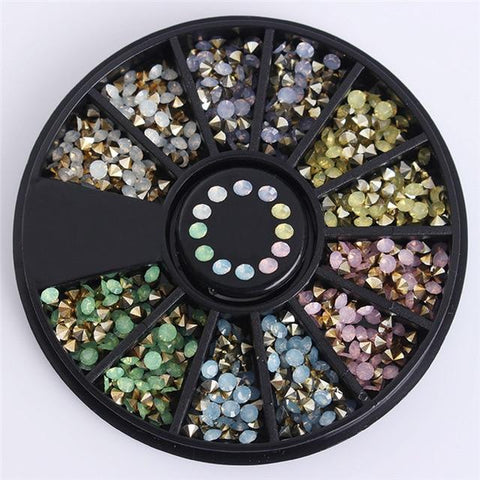 Chameleon Stone 3D Nail Art Decorations in Wheel Irregular Beads Nail Rhinestone Mixed Color Beads Flat Bottom Nail Studs