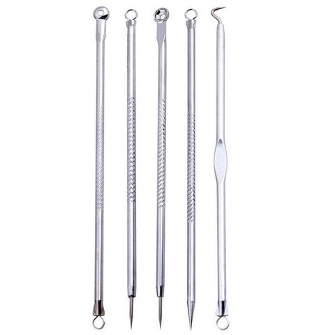 Channy Comedone 5pcs Acne Belmish Extractor Vacuum Blackhead Remover Acne Blackhead Extractor Face Tool Spoon