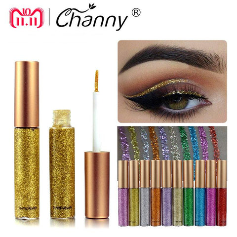 Channy Shimmer Glitter Eyes Liner Make Up Easy to Wear Waterproof Pigment Red White Gold Eyeliner Glitter Makeup