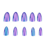 Chrome Nails STILETTO Fake Nail Tips 12pcs/Box Metallic False Nail Art Manicure Press on Nails Mirror Look