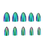 Chrome Nails STILETTO Fake Nail Tips 12pcs/Box Metallic False Nail Art Manicure Press on Nails Mirror Look