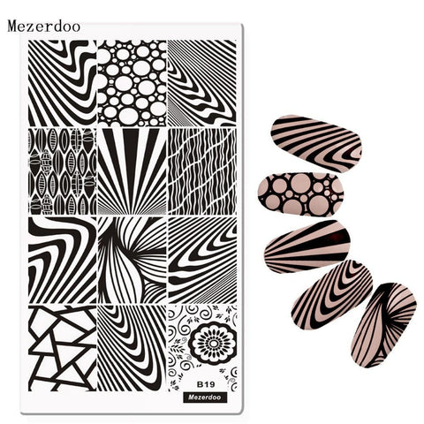 Classic Line Zebra Strips Patterns Nail Art Stamp Template Image Plate 12*6cm Wood Grain Style Stamping Plate Mezerdoo B19