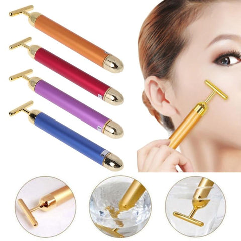 Classical 24K Golden Beauty Electric Firming Slimming Facial Pulse Roller Massager Anti Wrinkle Anti-aging Face Skin Care New