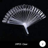 Clear False Nails Fan Style Practice Display Natural Black Transparent Sticks Polish Display Acrylic Tips for Gel Tools TR386