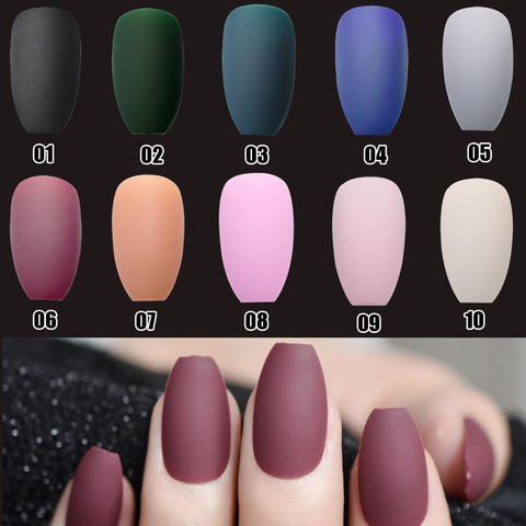 Coffin Fake Nails Matte Red Wine Frosted Press On Nails Coloured Pink Black Wholesale False Nails Many Colors