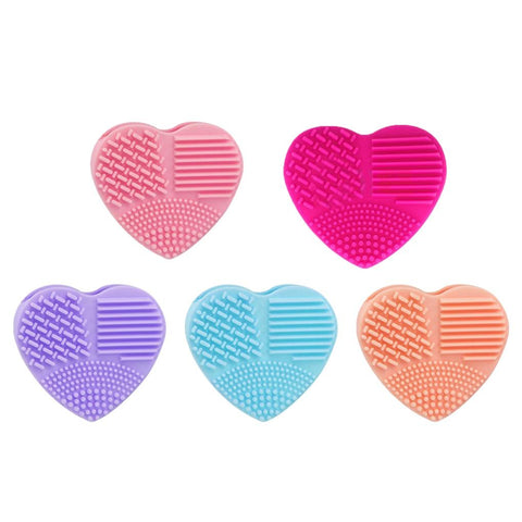 Colorful Heart Shape Clean Make up Brushes Wash Brush Silica Glove Scrubber Cosmetic