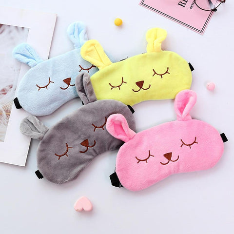 Cute Cartoon eye mask travel Skeep Adjustable elastic strap Plush Cute Sleeping Rabbit Eye Mask Ice Bag Eye Cover 2U81108