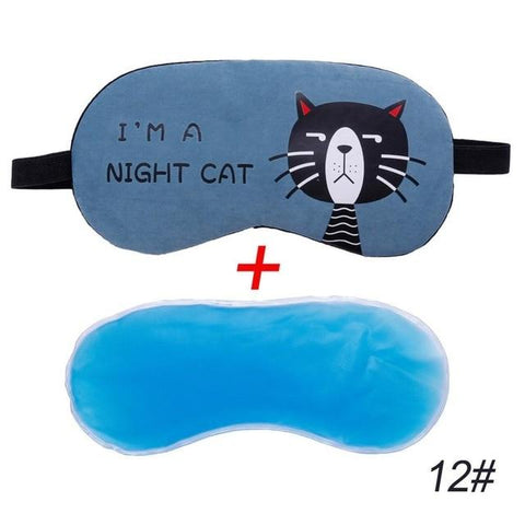 Cute Cat Cartoon Soft Eye Sleep Aid Mask with Comfortable Ice Gel Travel Rest Eye Shade Cover Blindfold Eye Care Tools #280205