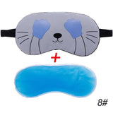 Cute Cat Cartoon Soft Eye Sleep Aid Mask with Comfortable Ice Gel Travel Rest Eye Shade Cover Blindfold Eye Care Tools #280205