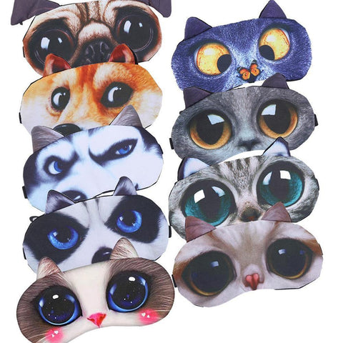 Cute Cat Sleep Mask Eye Mask Eyeshade Cover Shade Natural Sleeping Eye Patch Women Men Soft Portable Blindfold Travel Eyepatch