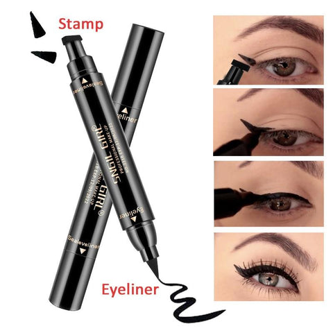 Double Ended Eyeliner Pen Waterproof Long Lasting Thin Eye Liner Stamp Liquid Fashion Eyes Cosmetic  Stamp Eyeliner Pen