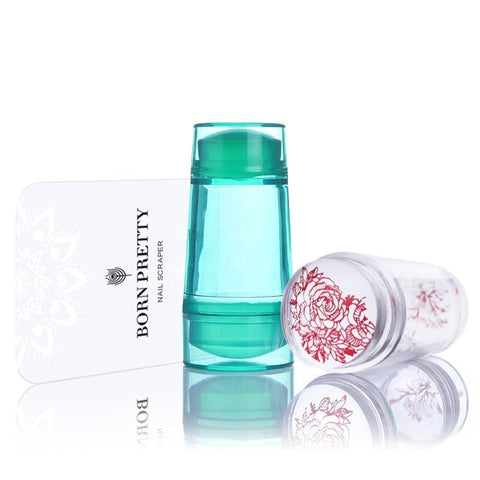 Double Head Clear Jelly Silicone Nail Stamper 2.2cm 2.7cm with Scraper Nail Art Stamping Tool Set for Nail Stamp Plate Tool